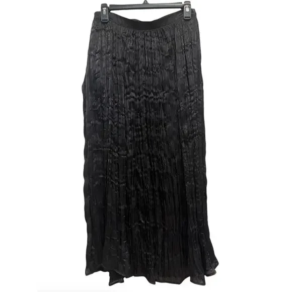 Free People New Vera City Black Pleated Maxi Ankle Skirt with Pockets 8 NWT - Picture 2 of 6